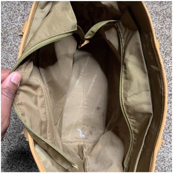 Hartmann Womens Cream Brown Tote Bag Shopper Handbag Canvas Zip Top VERY CLEAN - Picture 7 of 9